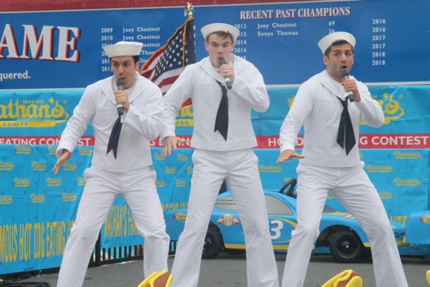 Exclusive Photo Coverage: ON THE TOWN Stars Perform at Nathan's Fourth of July Hot Dog Eating Contest! Image
