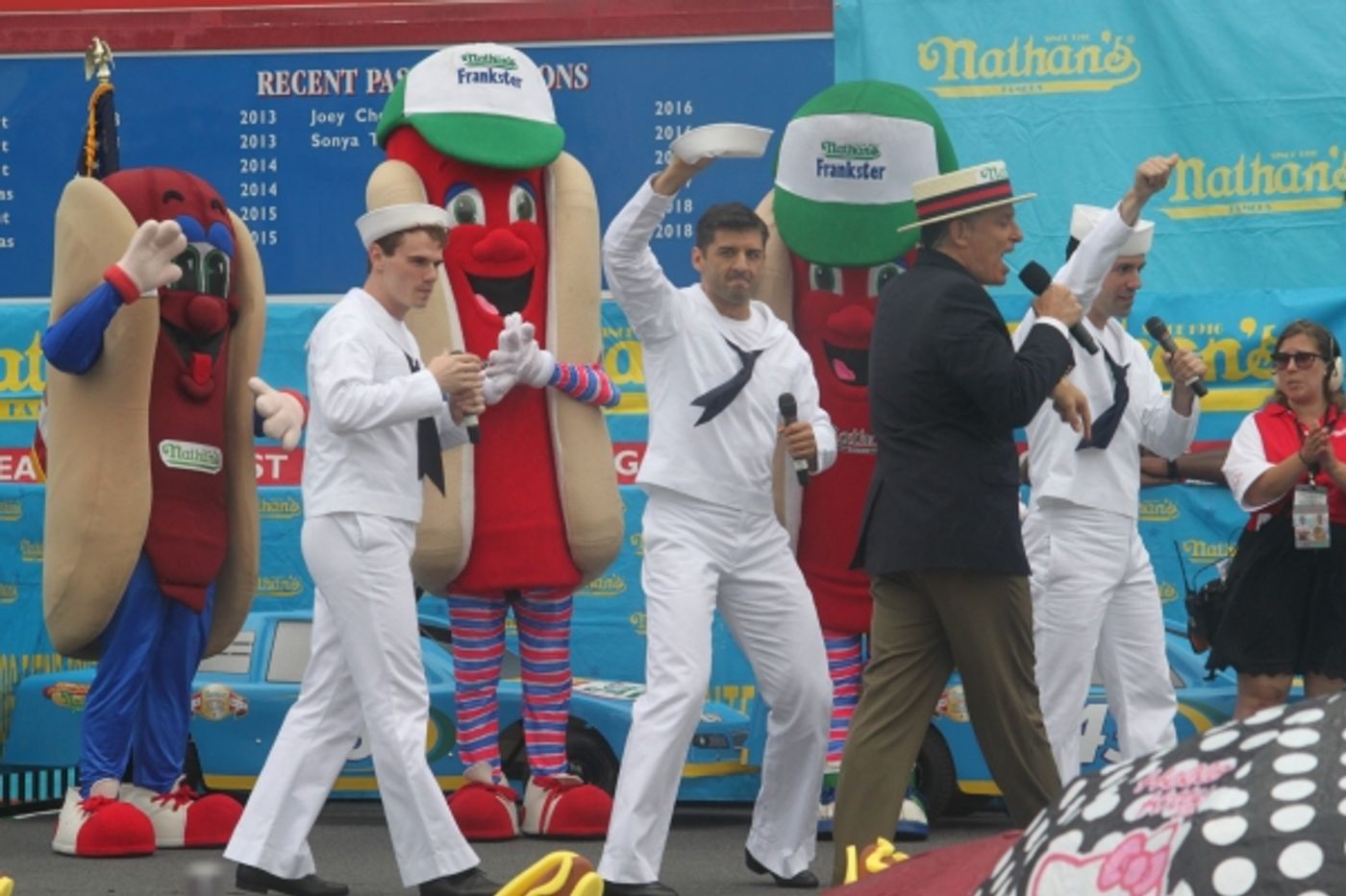Exclusive Photo Coverage: ON THE TOWN Stars Perform at Nathan's Fourth of July Hot Dog Eating Contest! Image