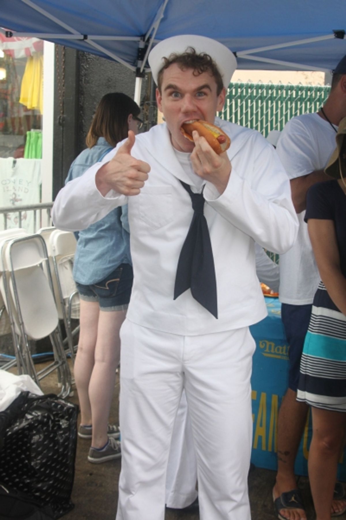 Jay Armstrong Young at Exclusive ON THE TOWN Stars Perform at Nathan's Fourth of July Hot Dog Eating Contest!