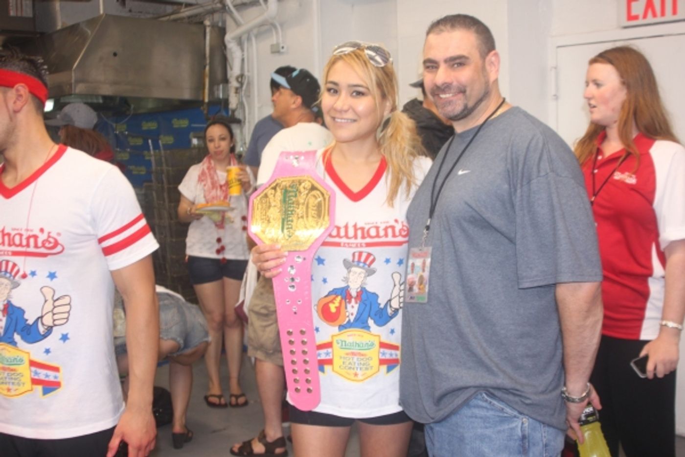 Exclusive Photo Coverage: ON THE TOWN Stars Perform at Nathan's Fourth of July Hot Dog Eating Contest! Image