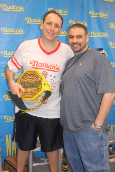 Joey Chestnut and Micky Aruty Photo