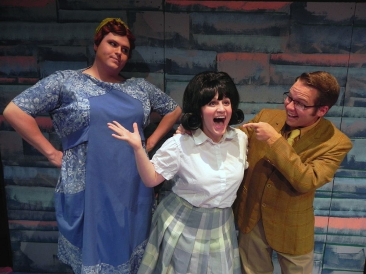 Daniel Mollett (Edna), Angela DiCocco (Tracy) and Joey Logan (Wilbur) at 