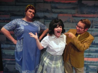 Daniel Mollett (Edna), Angela DiCocco (Tracy) and Joey Logan (Wilbur) Photo