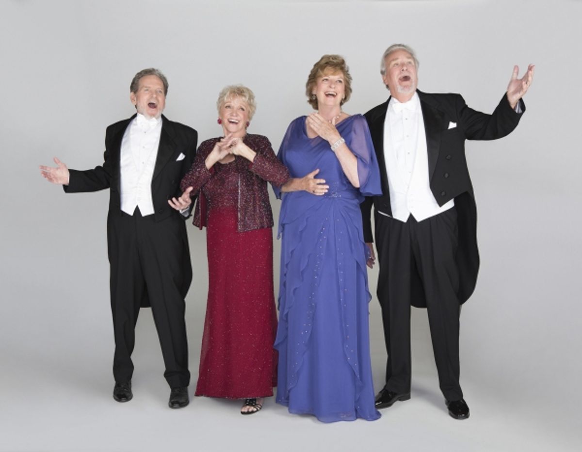 Robert Foxworth as Reginald Paget, Elizabeth Franz as Jean Horton, Jill Tanner as Cecily Robson, and Roger Forbes as Wilfred Bond at 
