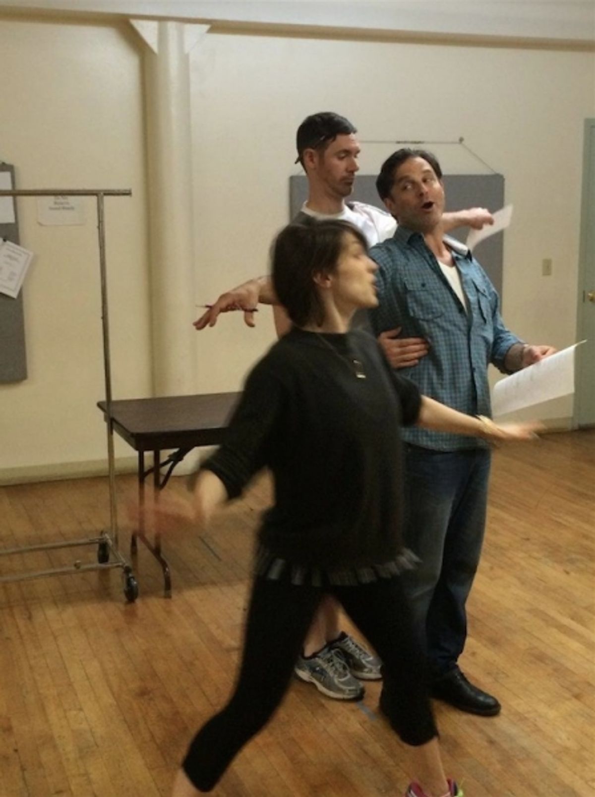 Choreographer Misha Sheilds with J Anthony Crane (front) and Matthew Patrick Quinn (back) at 