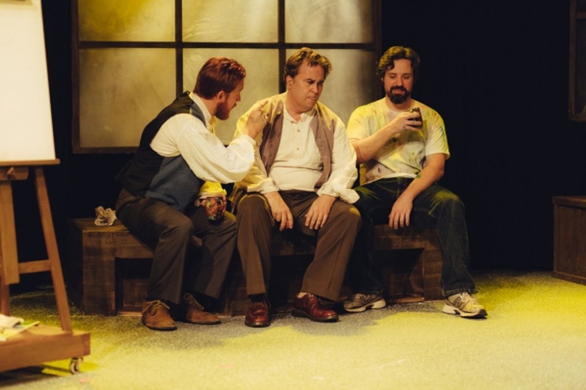 Jordan Foote as Vincent van Gogh, Ned Averill-Snell as Paul Gauiguin and Steve Fisher as Patrick Stone at 