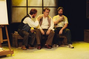 Jordan Foote as Vincent van Gogh, Ned Averill-Snell as Paul Gauiguin and Steve Fisher as Patrick Stone @ BroadwayWorld Jordan Foote as Vincent van Gogh, Ned Averill-Snell as Paul Gauiguin and Steve Fisher Photo
