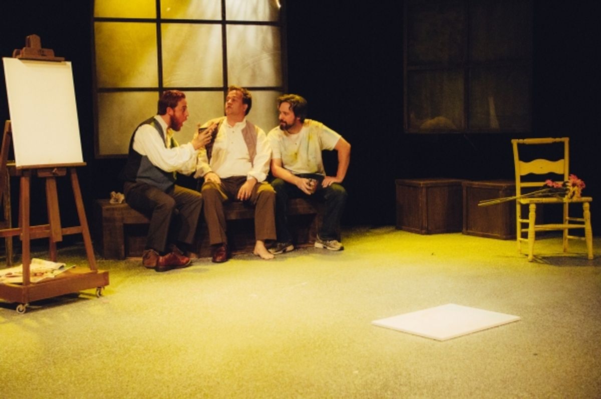 Jordan Foote as Vincent van Gogh, Ned Averill-Snell as Paul Gauiguin and Steve Fisher as Patrick Stone at 