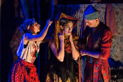 Liliya Sotirova as a Mummer, Juliana Francis Kelly as The Devil, Tavish Miller as The Photo