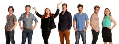 The Cast of PUMP BOYS AND DINETTES: Jordan Dean, Hunter Foster, Mamie Parris, Randy R Photo