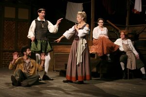 Nico Fernandez (“Simpleâ€Â), Christian Gray (“Dr. Caiusâ€Â), Caroline Kingsley (“Mistress Quicklyâ€Â), Sara Costello (Ensemble), and Alex Dematralis (Ensemble) @ BroadwayWorld Nico Fernandez (“Simpleâ€Â), Christian Gray ( Photo