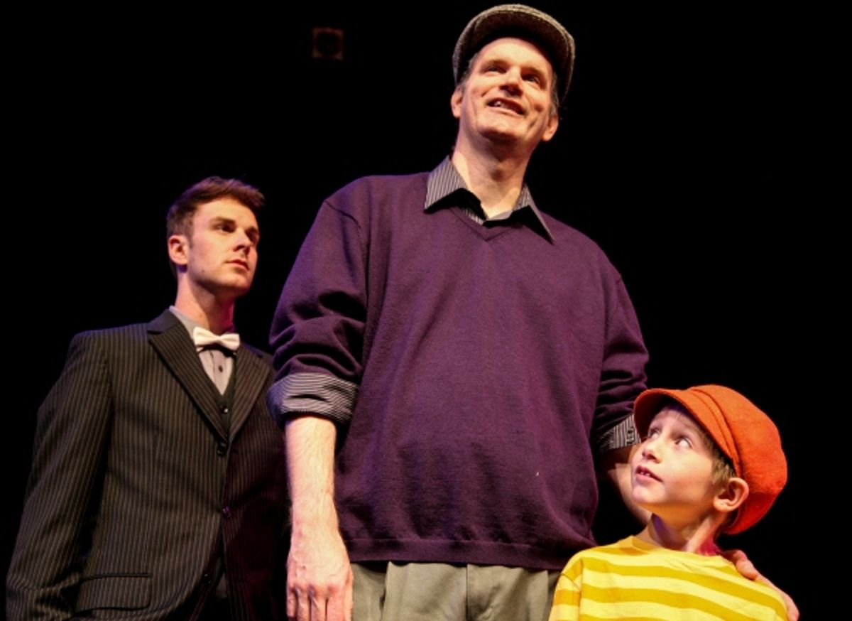 Taylor Okey as Will Bloom, Edward J. MacLennan as Edward Bloom and Landon Barnickel as Young Will at 