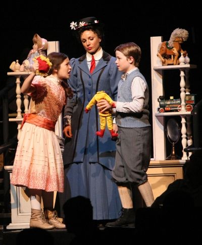 Noa Solorio (Jane Banks), Kelly McCormick (Mary Poppins) and Ben Ainley-Zoll (Michael Photo