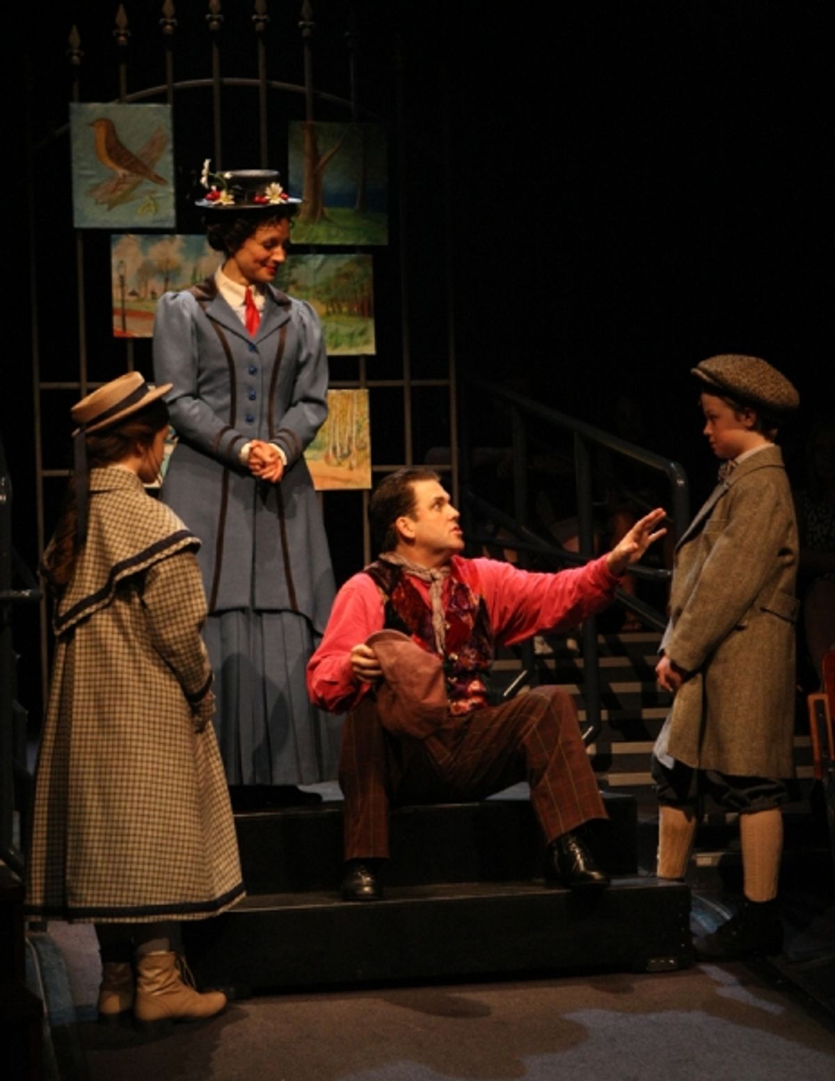 Noa Solorio (Jane Banks), Kelly McCormick (Mary Poppins), Robert Creighton (Bert) and Ben Ainley-Zoll (Michael Banks) at 