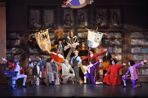 Joshua Holden as ''Bill Snibson'' (center) and ensemble Photo