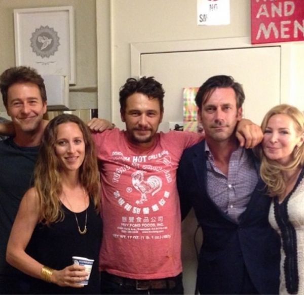 James Franco, Jon Hamm, Jennifer Westfeldt and Edward Norton backstage at OF MICE AND Photo