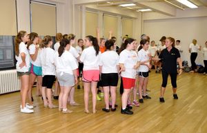 Sue Delano teaching a dance routine to the Camp Broadway Kids @ BroadwayWorld Sue Delano teaching a dance routine to the Camp Broadway Kids Photo