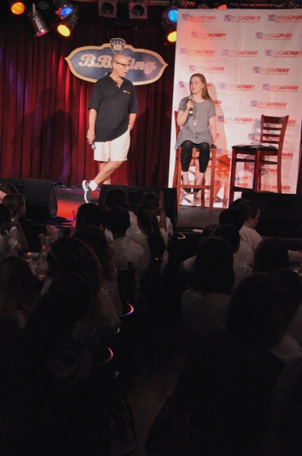 Emma Howard and Jonathan Cerullo taking questions from the students at 