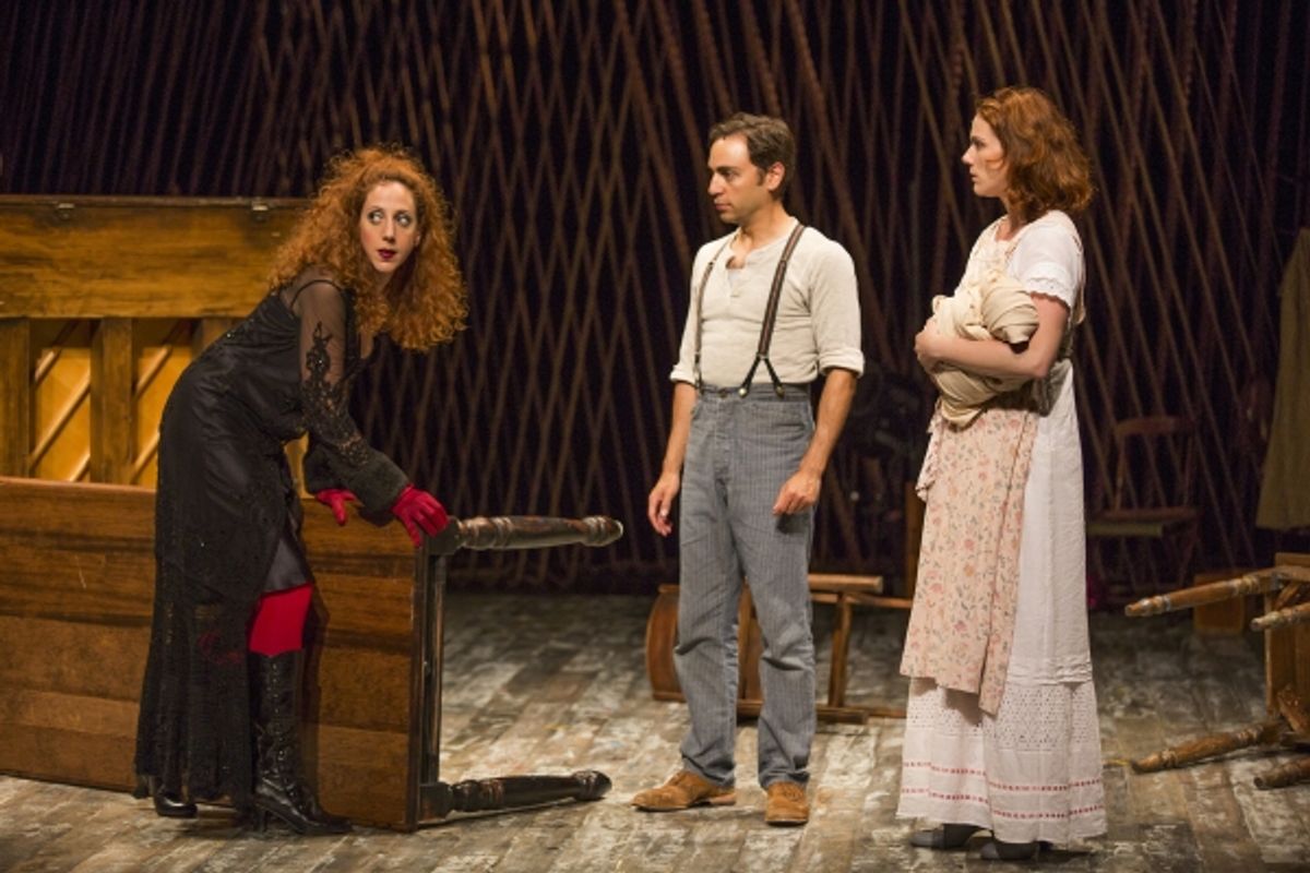 Alison Cimmet as Witch, Ben Steinfeld as Baker, and Jessie Austrian as Baker''s Wife at 