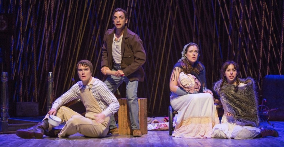 Patrick Mulryan as Jack, Ben Steinfeld as Baker, Claire Karpen as Cinderella, and Emily Young as Little Red Ridinghood at 