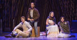 Patrick Mulryan as Jack, Ben Steinfeld as Baker, Claire Karpen as Cinderella, and Emily Young as Little Red Ridinghood @ BroadwayWorld Patrick Mulryan as Jack, Ben Steinfeld as Baker, Claire Karpen as Cinderella, and Emi Photo