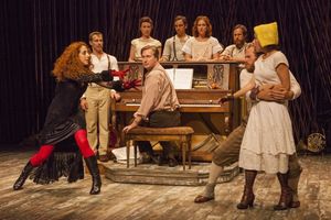 Alison Cimmet as Witch (far left) with the cast of INTO THE WOODS @ BroadwayWorld Alison Cimmet as Witch (far left) with the cast of INTO THE WOODS Photo