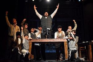 ''To Life'' with Tevye (Jacob Bowman) in center surrounded by cast members Photo