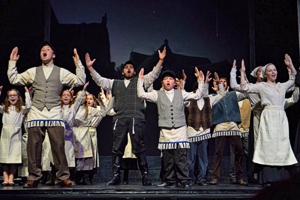 The opening number, ''Tradition'', with Tevye (Jacob Bowman) and cast Photo