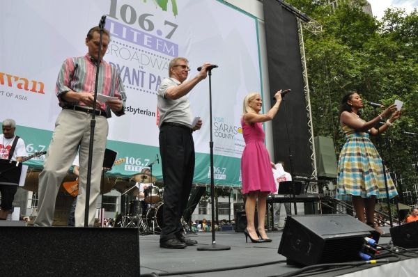 The cast of Perfect Crime-Jack Koenig, George McDaniel and Cathy Russell join Helen L Photo