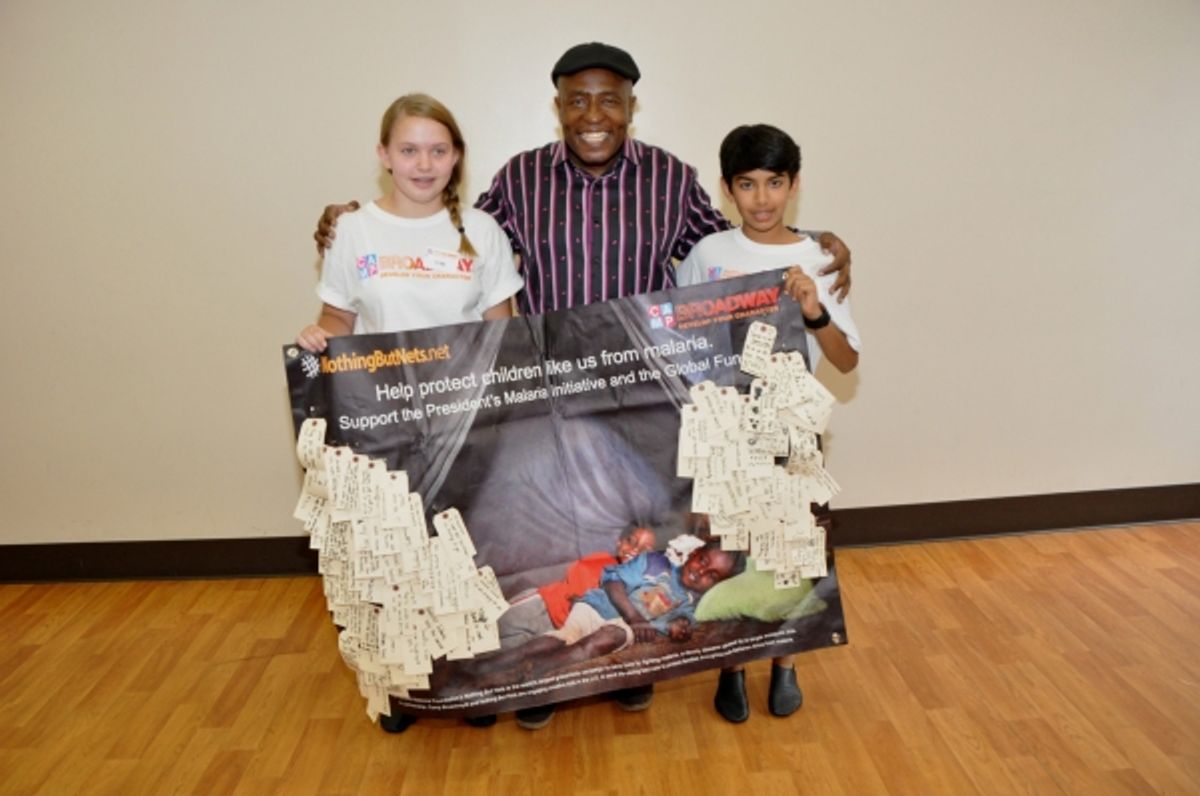Ron Kunene and The Camp Broadway Kids Contest Winners-Kira Dean and Toshaan Arora at 