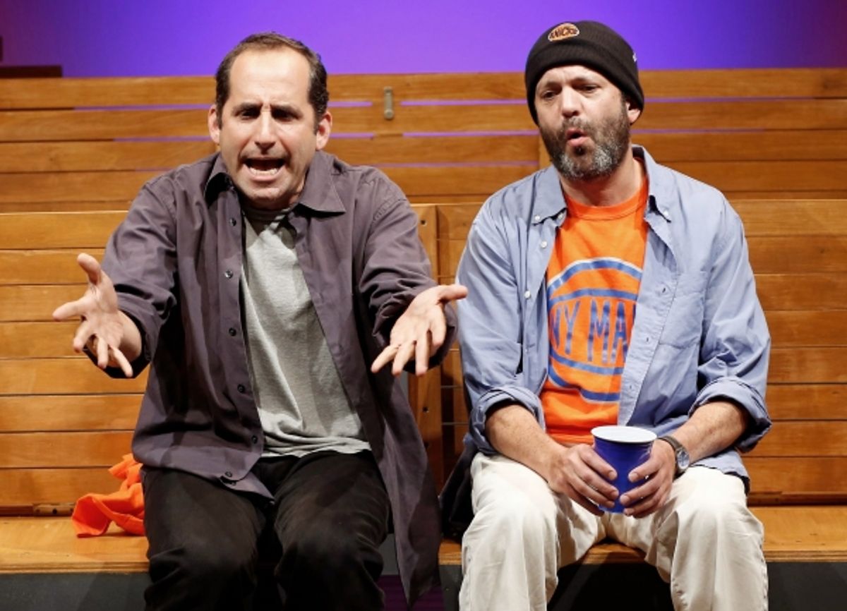 A scene from Sec. 310, Row D, Seats 5 and 6 by Warren Leight, directed by Fred Berner with Peter Jacobson and Geoffrey Cantor at 