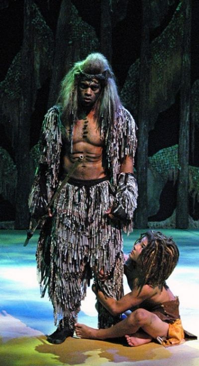 L-R: Laurence A. Curry (Kerchak), Conrad Eck (Young Tarzan) Photo