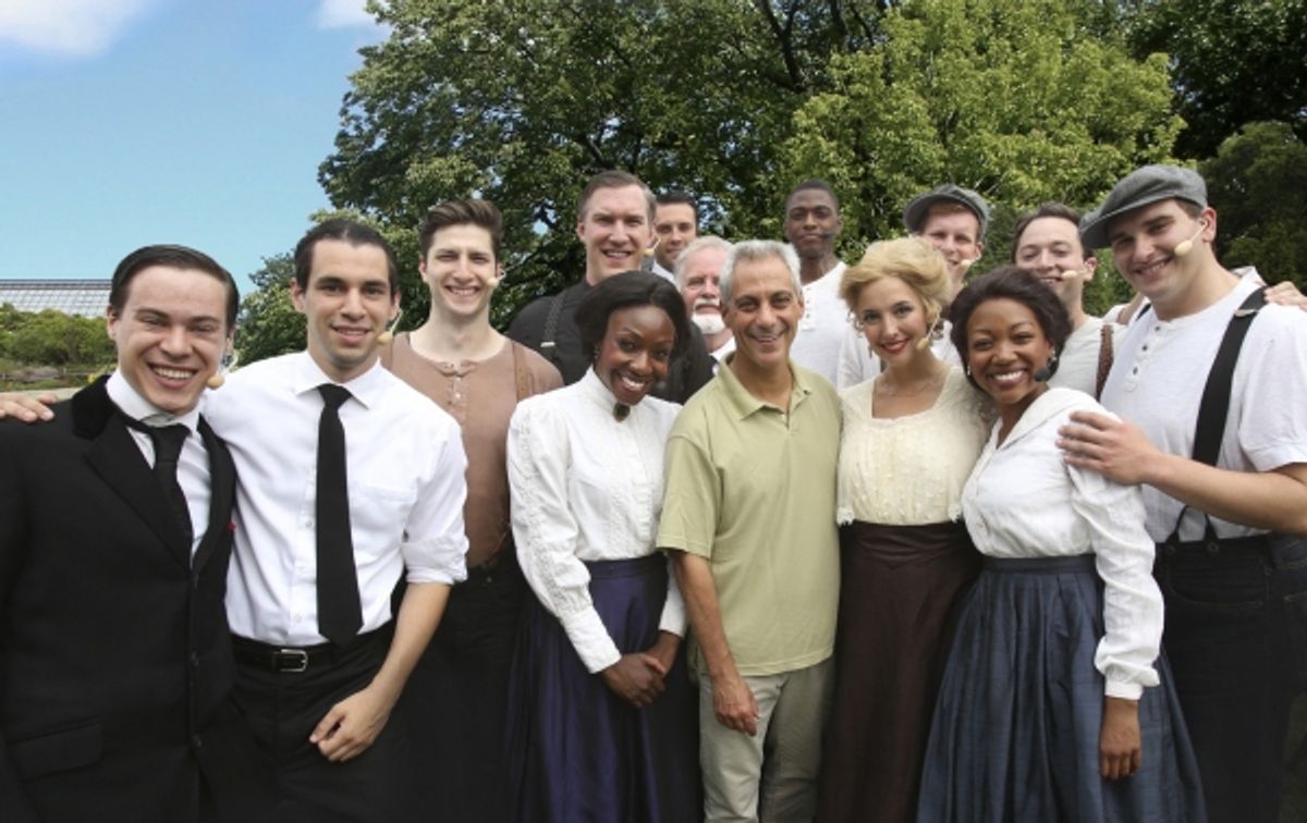 Mayor Rahm Emanuel poses with the cast backstage at the Chicago Shakespeare in the Parks production of A MIDSUMMER NIGHTÃ�'Â¢Ã¯Â�&iquest;Â½Ã¯Â�&iquest;Â½S DREAM at 