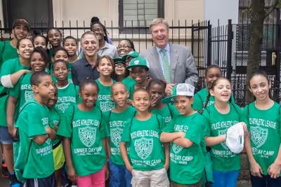 NYC Youngsters gather with new PAL Board Member Tony Danza and PAL President John Osb Photo