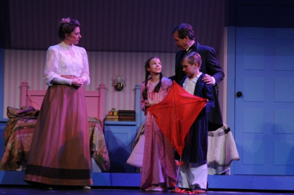 The Banks Family With Kite (Jack Rowles as George, Tara Michelle Gesling as Winifred, Ella Schnoor as Jane, and Tyson Francis as Michael) at 
