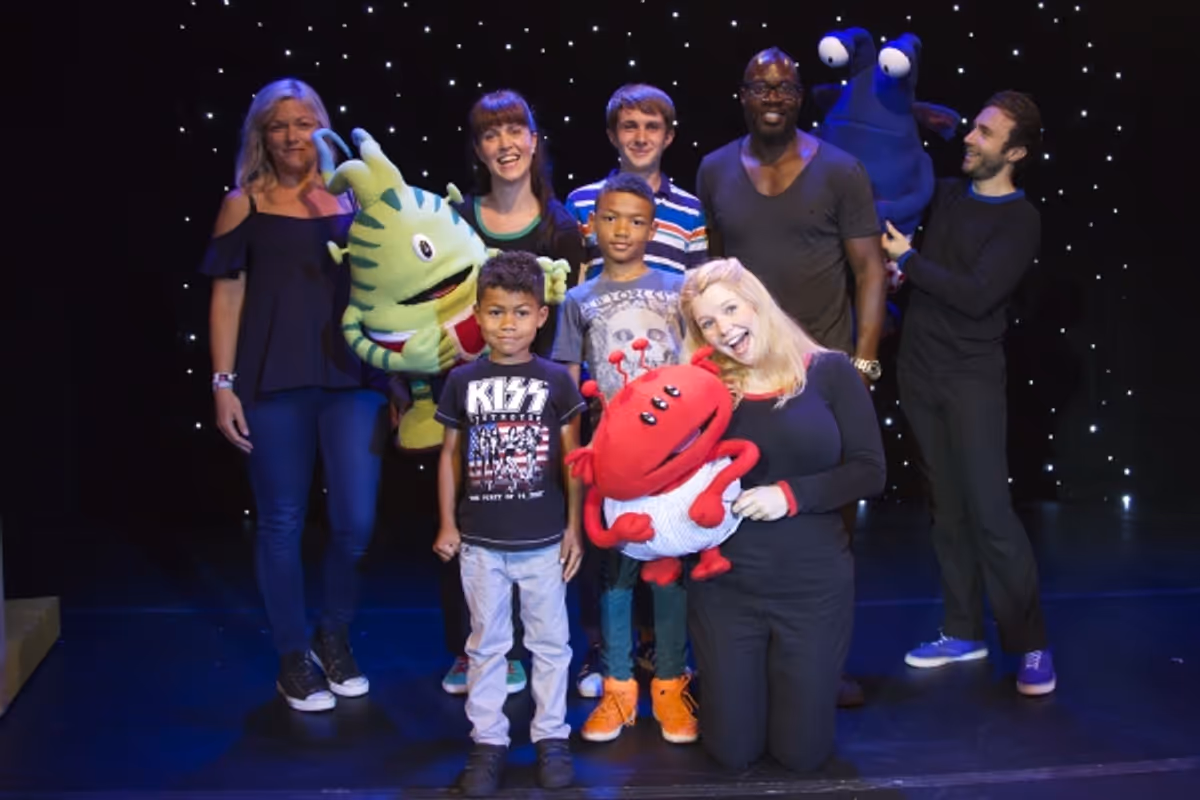 Martin Offiah, Virginia Shaw, Sons Tyler & Phoenix at Inside ALIENS LOVE UNDERPANTS Gala Performance at Leicester Square Theatre