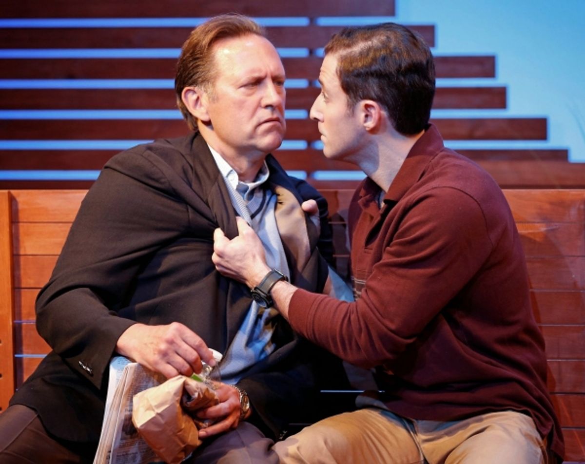 A scene from The Mulberry Bush by Neil Labute, directed by Maria Mileaf with Victor Slezak and J.J. Kandel  at 