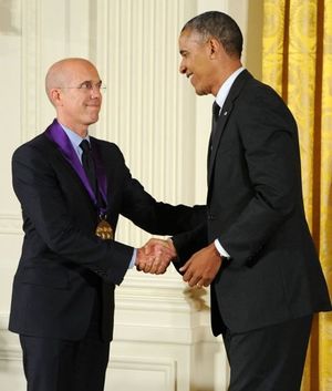 Jeffrey Katzenberg and President Barack Obama Photo