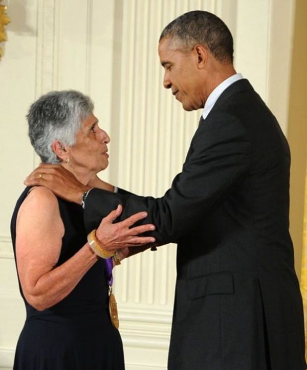 Joan Harris and President Barack Obama Photo