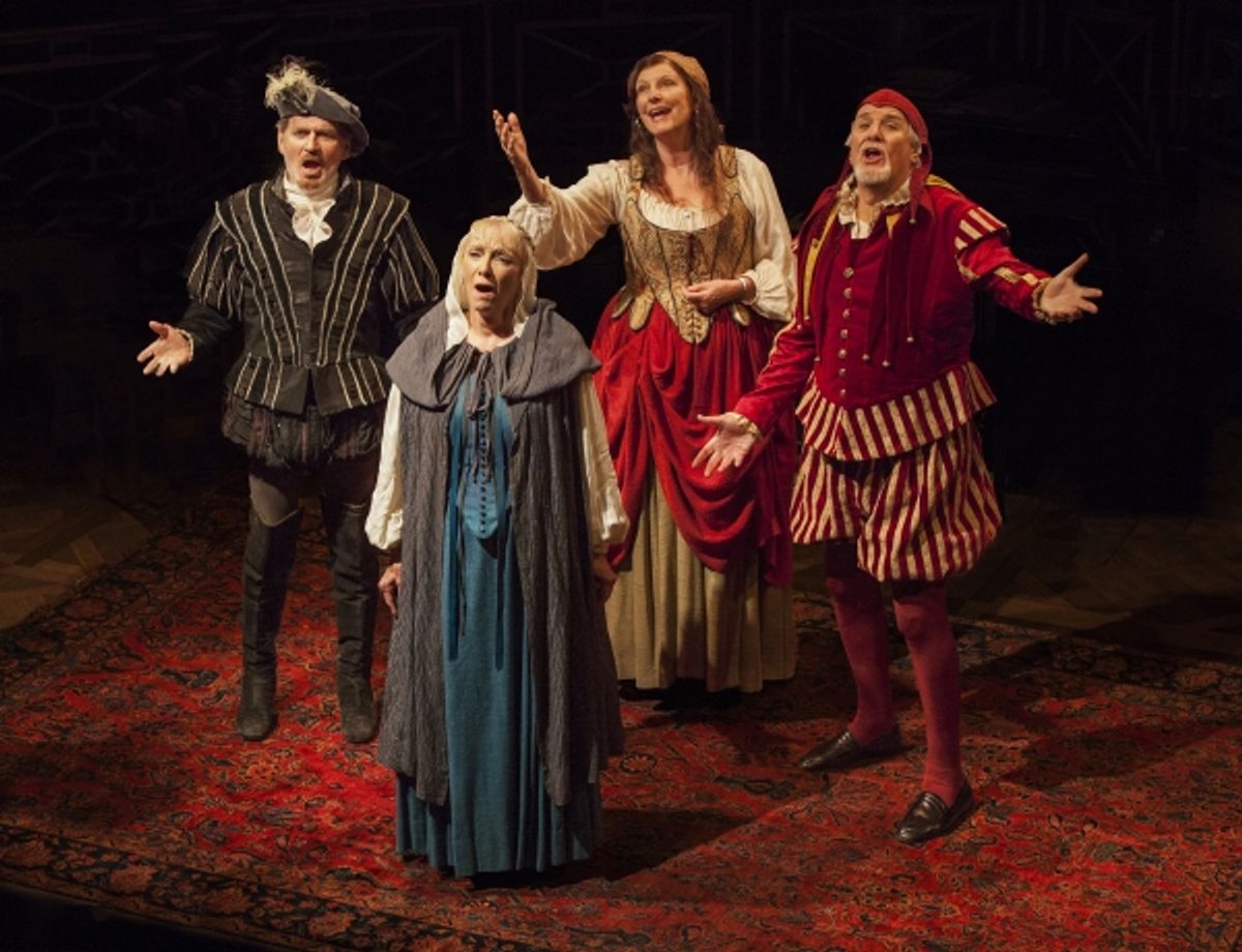 Robert Foxworth as Reginald Paget, Elizabeth Franz as Jean Horton, Jill Tanner as Cecily Robson, and Roger Forbes as Wilfred Bond at 