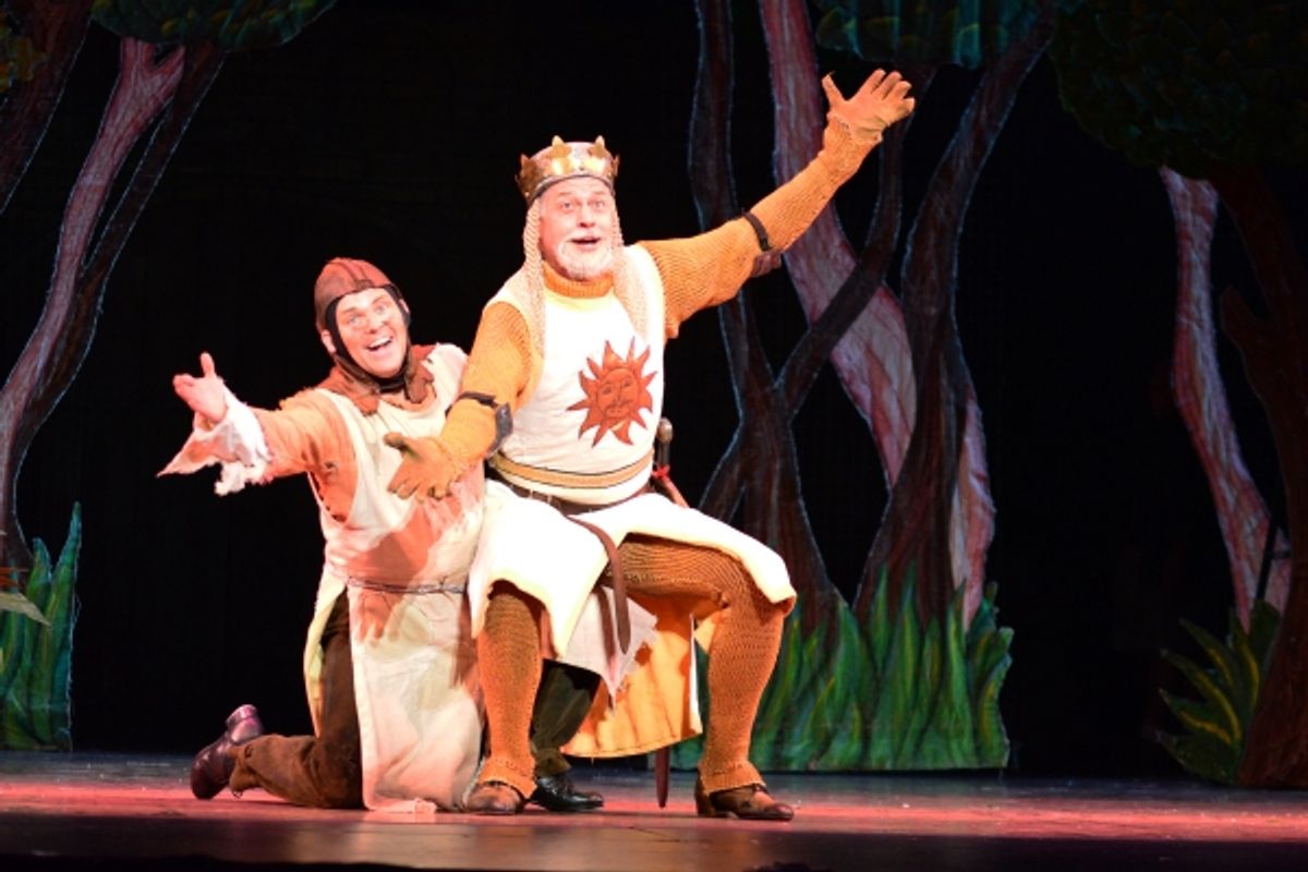 Robert Creighton as Patsy and Tom Hewitt as King Arthur at 