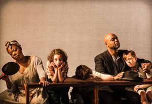 Michele Austin, Izzy Lee, Adam Scotland, Joe Speare and Harry Bennett as Calpurnia, Scout, jem, Rev. Sykes and Dill, respectively. @ BroadwayWorld Michele Austin, Izzy Lee, Adam Scotland, Joe Speare and Harry Bennett as Calpurnia, S Photo