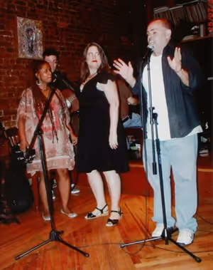 ‘No Name’ Comedy Variety Show''s house band The Summer Replacements featuring (from left) Carla Lynne Hall, Amanda Baker and NN producer Eric Vetter  brought their mix of old school R & B and rock to Brooklyn''s Williamsburg Music Cente @ BroadwayWorld ‘No Name’ Comedy Variety Show''s house band The Summer Photo