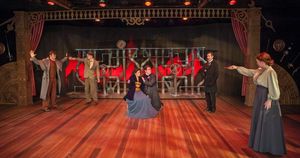 Nate Washburn as Sherlock Holmes, Luke Bond as John Smythe, Danielle Shimshoni as Lil Photo