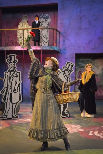 (foreground) Irene Lucio as Eliza Doolittle, (background) Nicholas Pelczar as Freddy, Photo