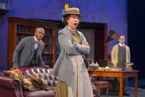 L. Peter Callender as Col. Pickering, Irene Lucio as Eliza Doolittle, and Anthony Fus Photo