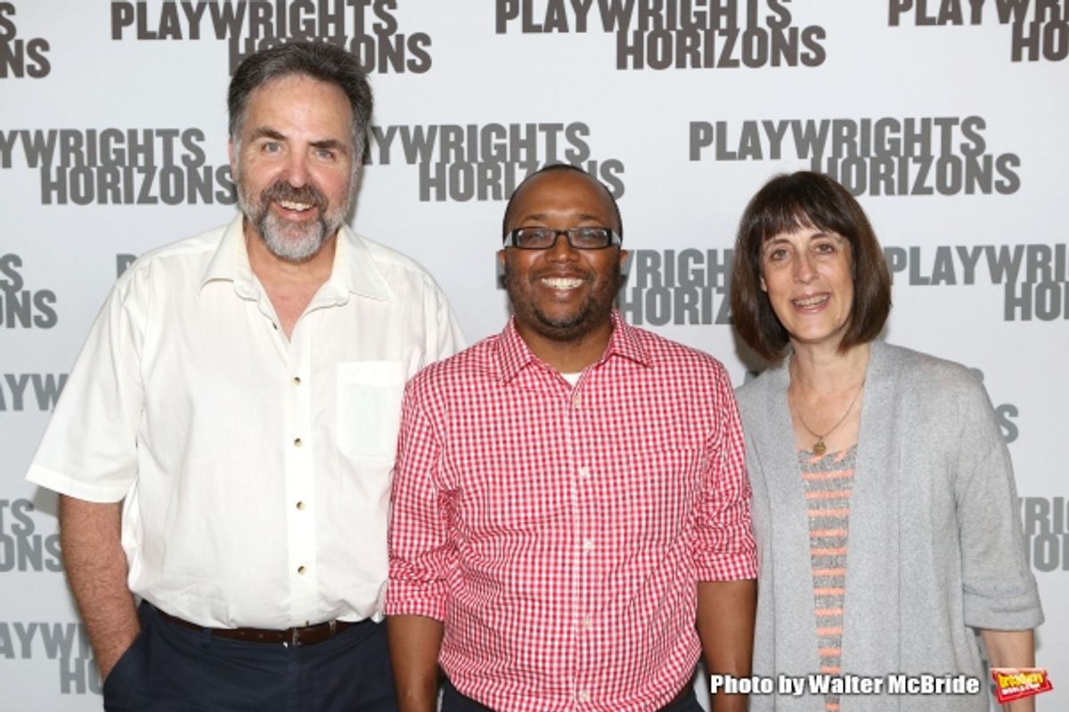 Playwrights Horizons Artistic Director Tim Sanford, playwright/director Robert O''Hara  and Managing Director Leslie Marcus at 