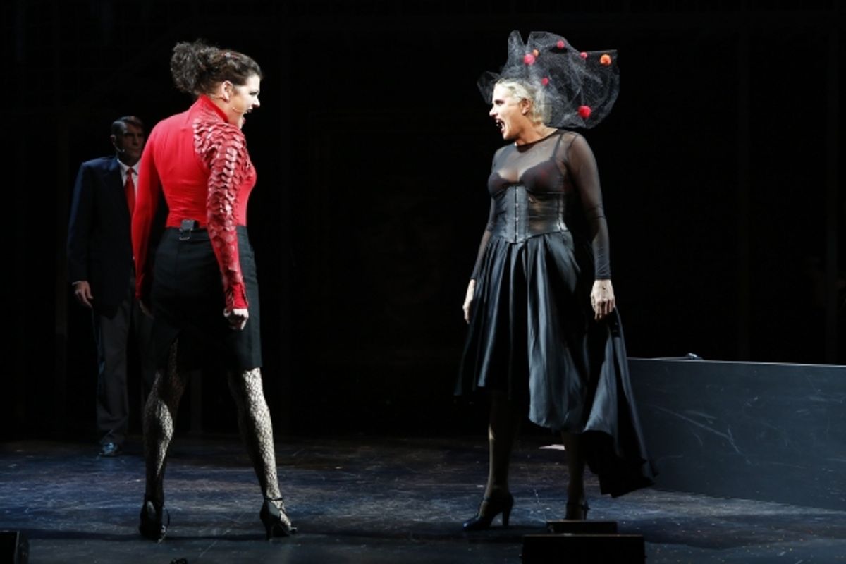 KATE SHINDLE as Asrun and CADY HUFFMAN as Manuela at 