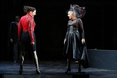 KATE SHINDLE as Asrun and CADY HUFFMAN as Manuela Photo