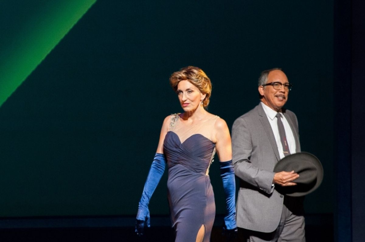 Paula Abagnale (Paula Leggett Chase) discusses her son with FBI agent Carl Hanratty (Thom Sesma) at 